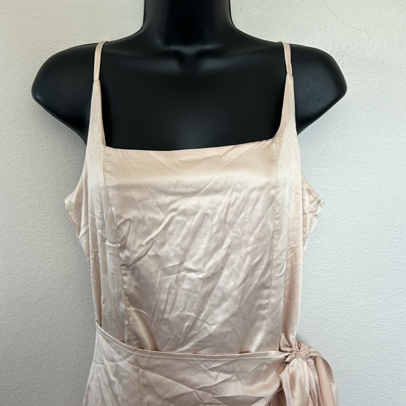 Princess Polly Cottage Hill Ruffle Wrap Satin Mini Dress Champagne - Picture 5 of 12
